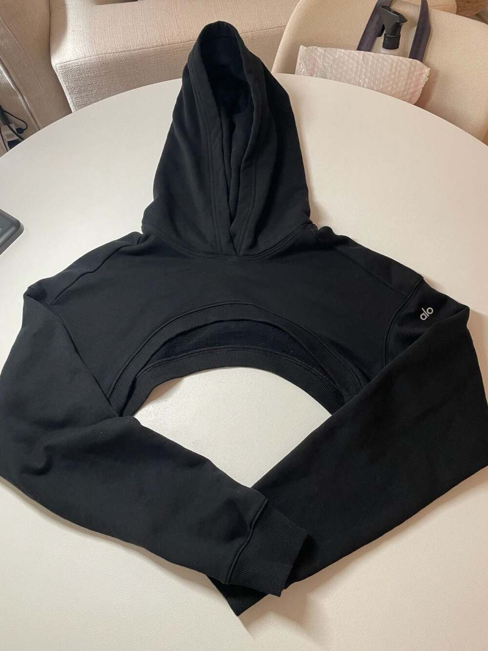 Alo Yoga Black Ultra Crop Hoodie Size XS